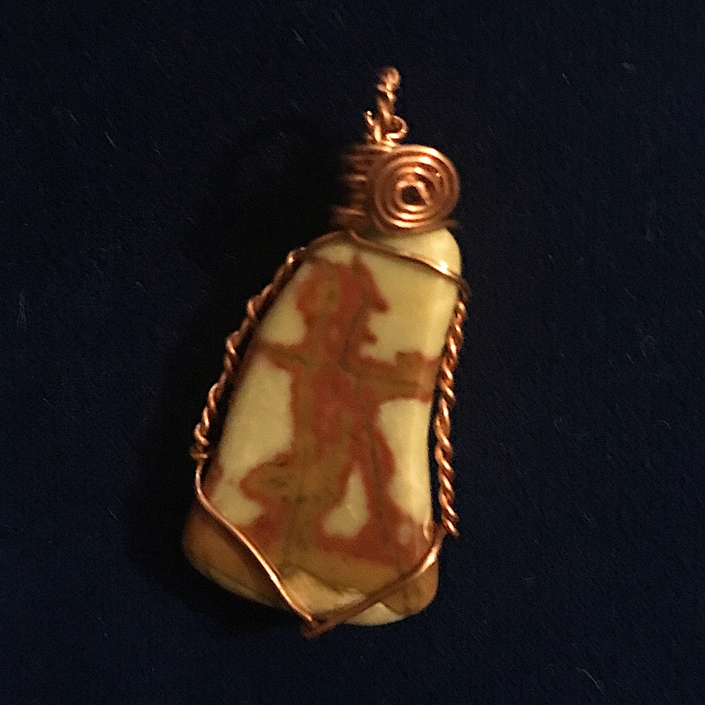 Handmade Picture Jasper Copper Wrapped Bohemian Artisan Pendant - Picture 9 of 10